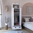 Pemberly Row Contemporary Engineered Wood Armoire with 2-Doors in White