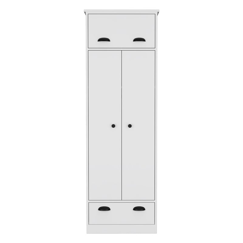 Pemberly Row Contemporary Engineered Wood Armoire with 2-Doors in White