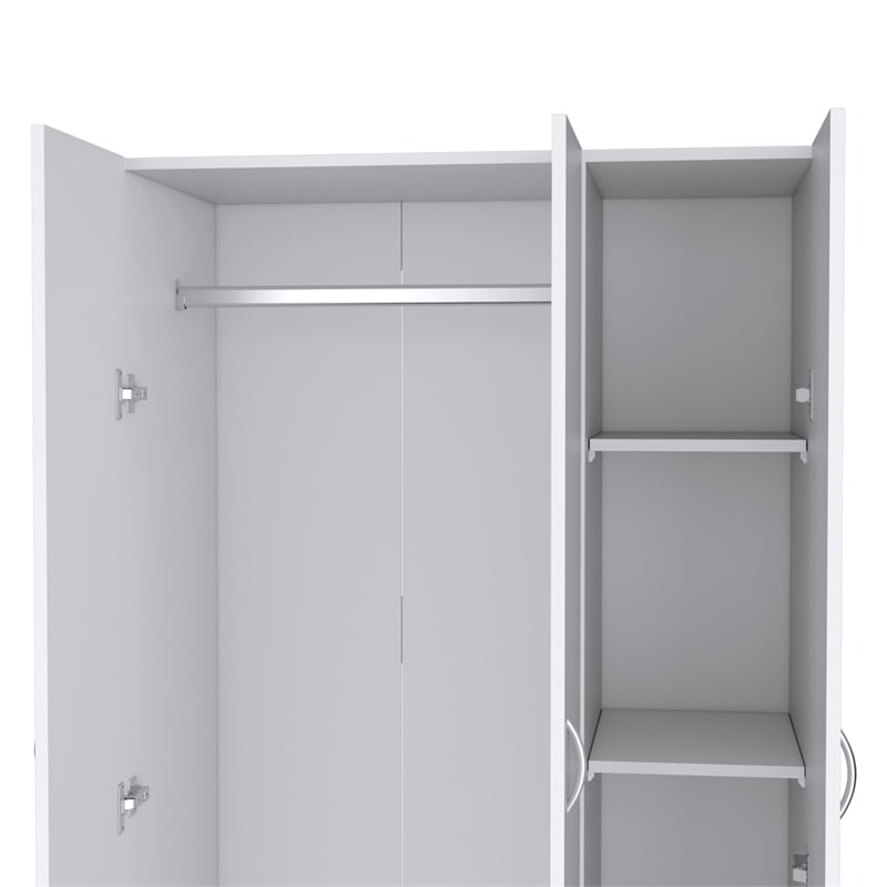 Pemberly Row Contemporary Wardrobe Armoire 3Doors -Engineered Wood-White
