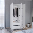 Pemberly Row Contemporary Wardrobe Armoire 3Doors -Engineered Wood-White