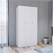 Pemberly Row Contemporary Wardrobe Armoire 3Doors -Engineered Wood-White
