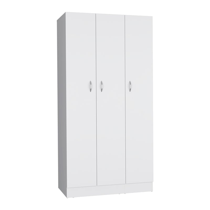 Pemberly Row Contemporary Wardrobe Armoire 3Doors -Engineered Wood-White
