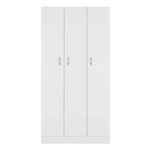 Pemberly Row Contemporary Wardrobe Armoire 3Doors -Engineered Wood-White