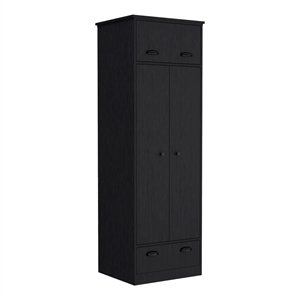 Pemberly Row Contemporary Engineered Wood Armoire with 2-Doors in Black