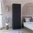 Pemberly Row Contemporary Engineered Wood Armoire with 2-Doors in Black