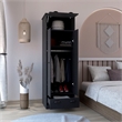 Pemberly Row Contemporary Engineered Wood Armoire with 2-Doors in Black