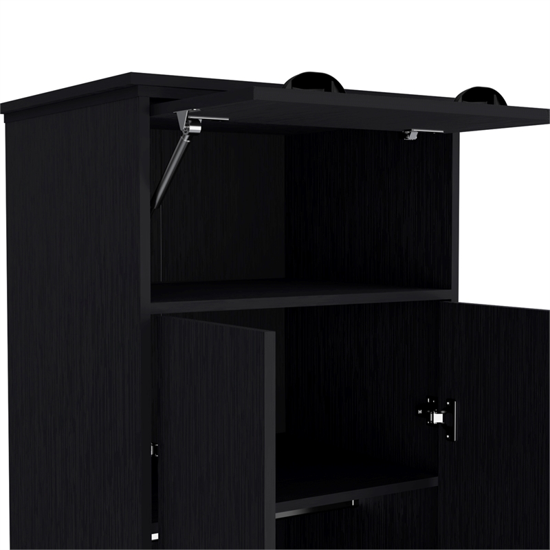 Pemberly Row Contemporary Engineered Wood Armoire with 2-Doors in Black