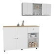 Pemberly Row Contemporary 2-Piece Engineered Wood Kitchen Set in White