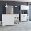 Pemberly Row Contemporary 2-Piece Engineered Wood Kitchen Set in White