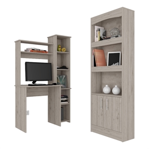 Pemberly Row Contemporary 2-Piece Engineered Wood Office Set in Gray
