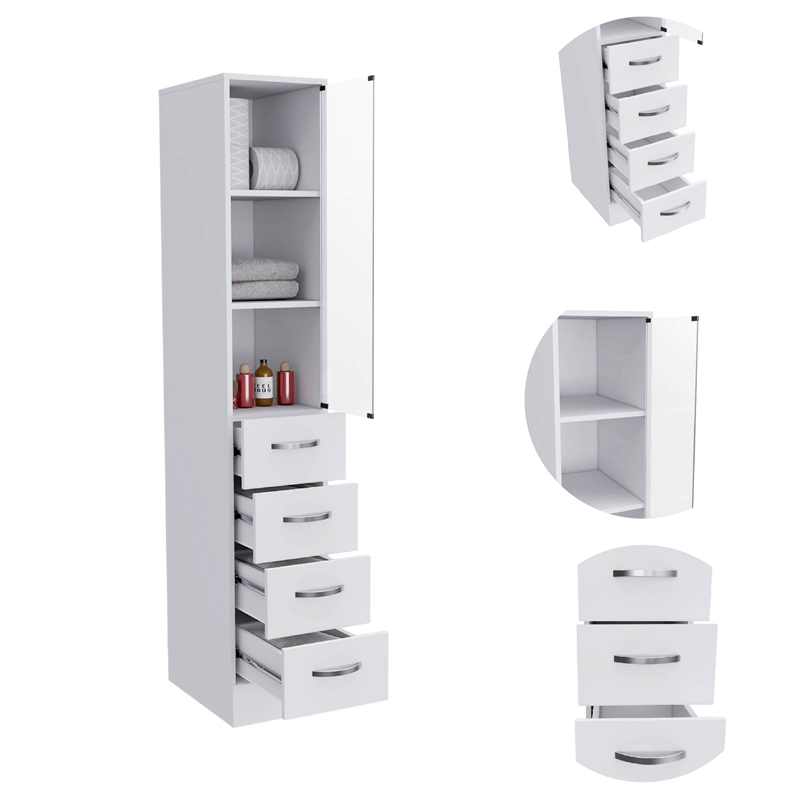 Pemberly Row 2-Piece Engineered Wood Bathroom Cabinet Set in White