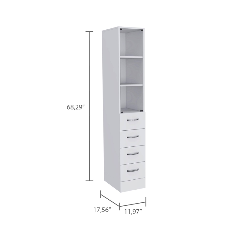 Pemberly Row 2-Piece Engineered Wood Bathroom Cabinet Set in White