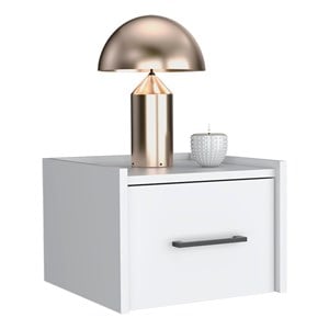 Pemberly Row Floating Nightstand Engineered wood Handy Drawer White