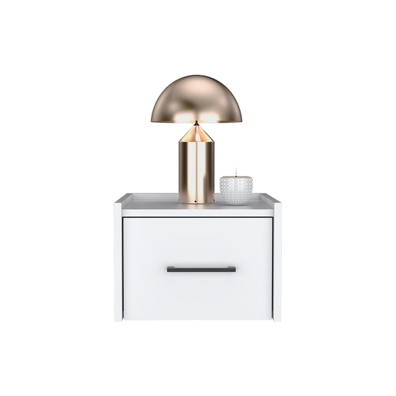 Pemberly Row Floating Nightstand Engineered wood Handy Drawer White