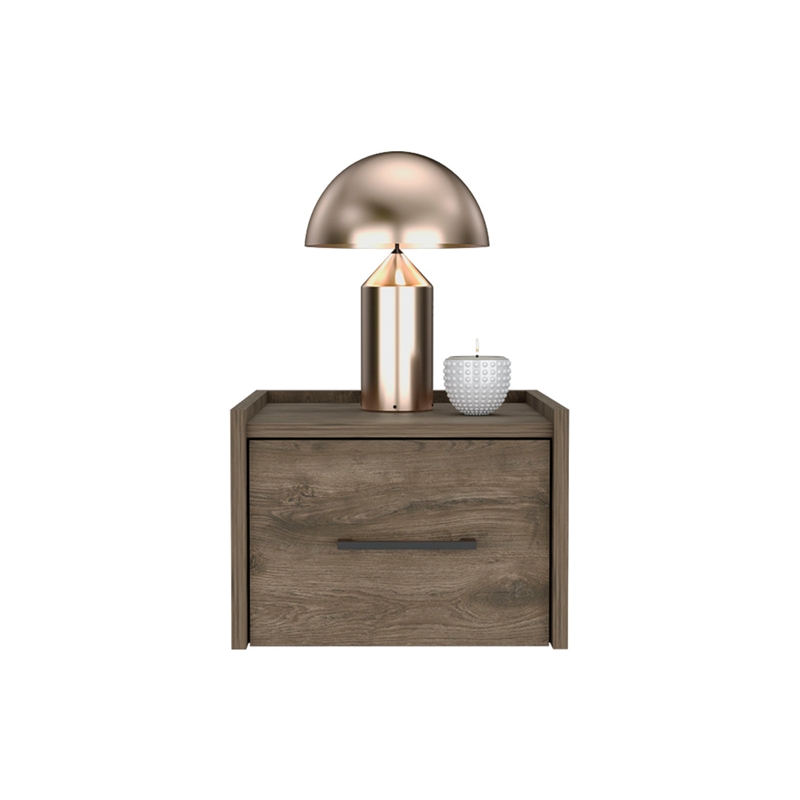 Pemberly Row Floating Nightstand Engineered wood Handy Drawer Dark Brown