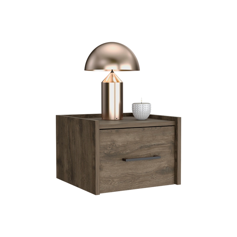 Pemberly Row Floating Nightstand Engineered wood Handy Drawer Dark Brown