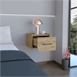 Pemberly Row Floating Nightstand Engineered wood Handy Drawer Beige