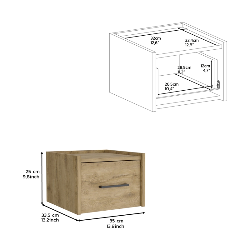 Pemberly Row Floating Nightstand Engineered wood Handy Drawer Beige