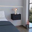 Pemberly Row Floating Nightstand Engineered Wood Handy Drawer Black
