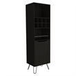 Pemberly Row Bar Double Door Cabinet 8 Built in Wine Rack 4 Legs 4 Shelves Black