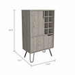 Pemberly Row Bar Single Door Cabinet 8 Built in Wine Rack in Light Gray