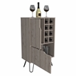 Pemberly Row Bar Single Door Cabinet 8 Built in Wine Rack in Light Gray