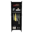Pemberly Row Armoire 2 Shelves Rod Double Door Cabinet Armoire in Black