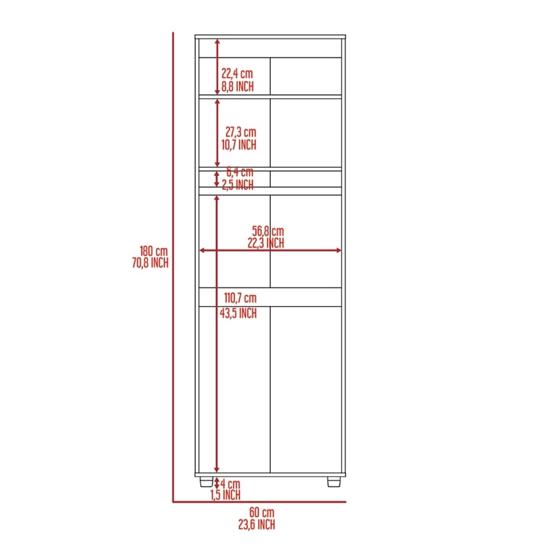 Pemberly Row Armoire 2 Shelves Rod Double Door Cabinet Armoire in Black