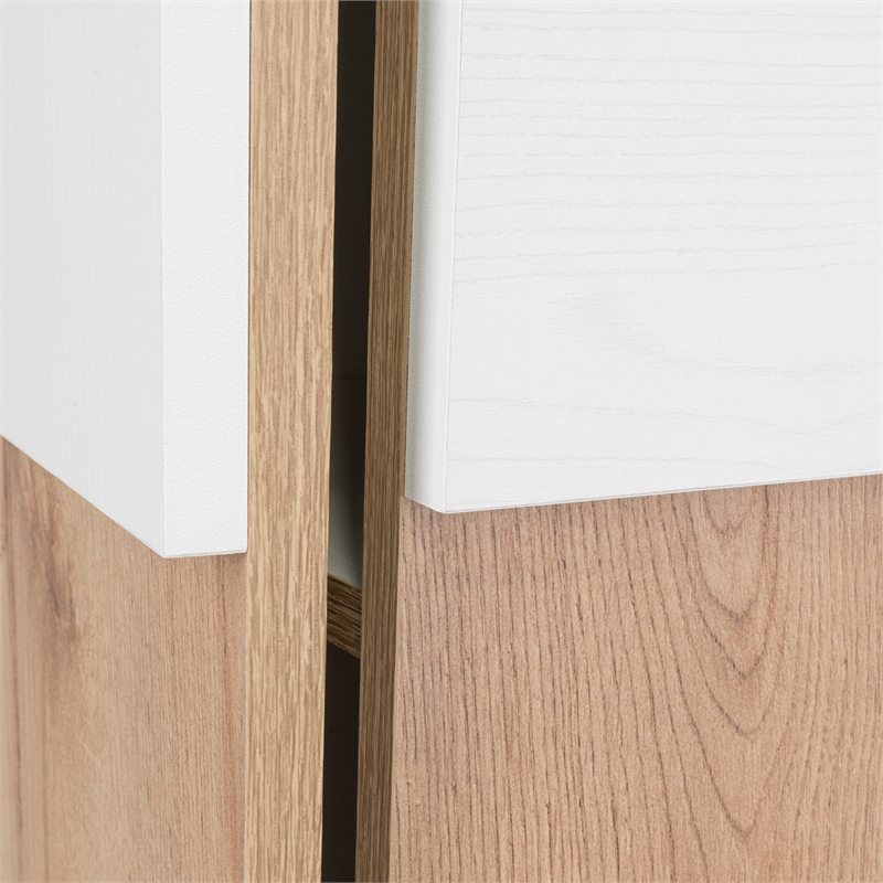 Pemberly Row Medicine Cabinet Single Door 3 Shelves in Light Oak / White