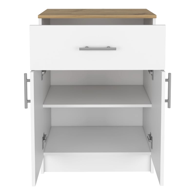 Pemberly Row Cabinet 1 Drawer 2 Shelves 2 Doors White/Light Oak Engineered wood