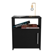 Pemberly Row Nightstand 1 Door Cabinet Metal Handle 1 Shelf in Black