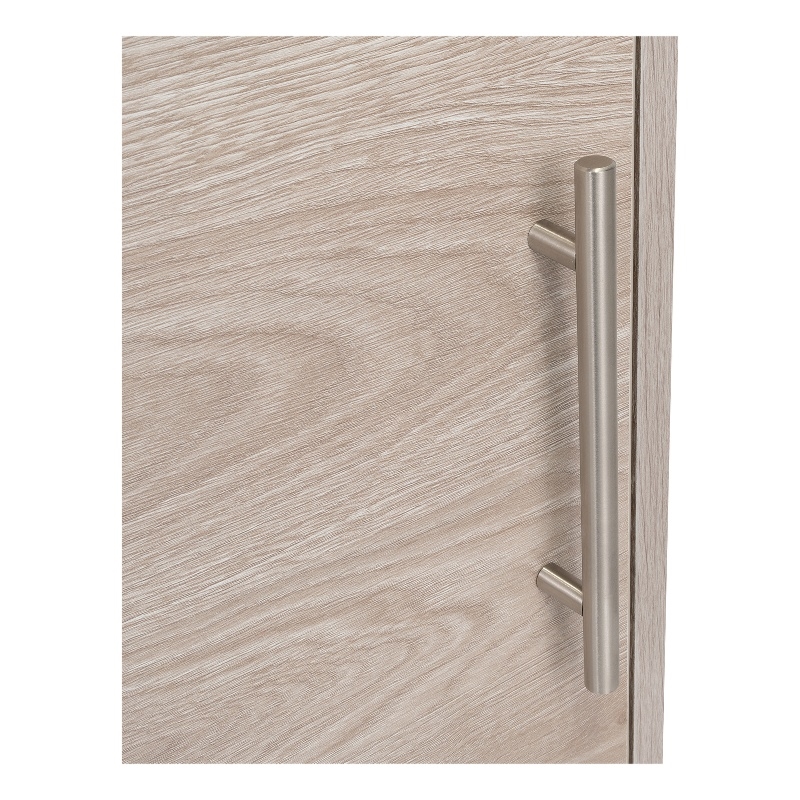 Pemberly Row Nightstand Single Door Cabinet 1 Shelf Superior Top in Light Gray