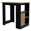Pemberly Row Black/Natural Kitchen Island w/ Side Shelves & Push to Open Cabinet