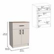 Pemberly Row Cabinet with 1-Drawer 2 Interior Shelves 2 Doors in Beige