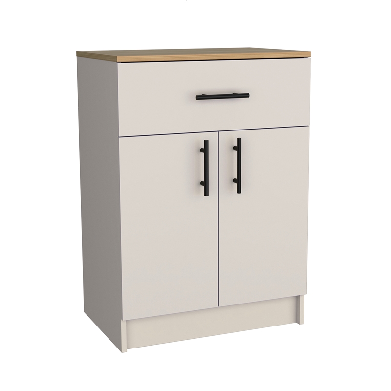 Pemberly Row Cabinet with 1-Drawer 2 Interior Shelves 2 Doors in Beige