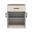 Pemberly Row Cabinet with 1-Drawer 2 Interior Shelves 2 Doors in Beige