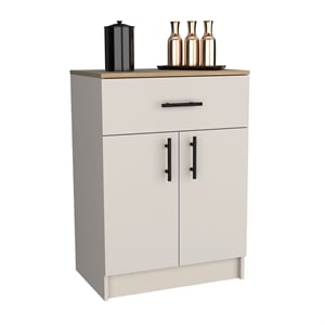 Pemberly Row Cabinet with 1-Drawer 2 Interior Shelves 2 Doors in Beige