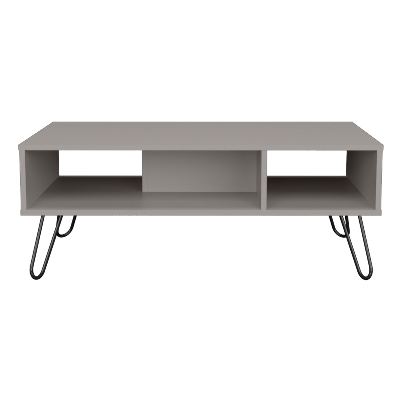 Pemberly Row Contemporary Coffee Table with 4 Legs and 2 Shelves White