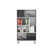 Pemberly Row Contemporary Bookcase 6 Shelves 4 Legs in White