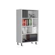 Pemberly Row Contemporary Bookcase 6 Shelves 4 Legs in White