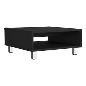 Pemberly Row Contemporary Coffee Table 1 Shelf 4 Legs in Black