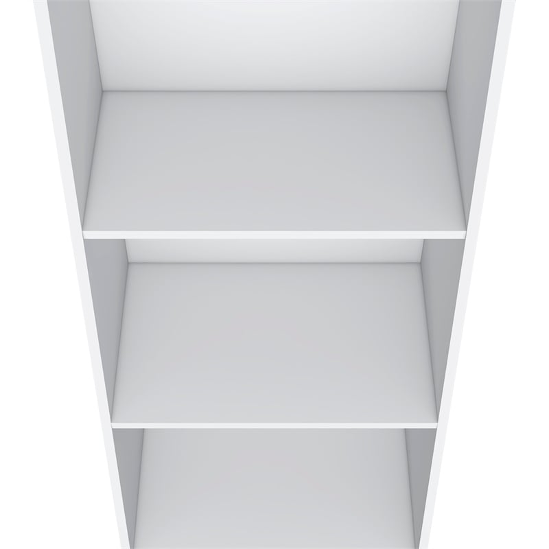 Pemberly Row Contemporary Bookcase with 3 Shelves in White Finish
