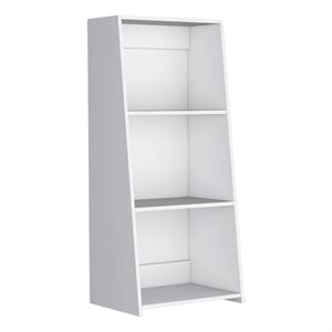 Pemberly Row Contemporary Bookcase with 3 Shelves in White Finish