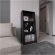 Pemberly Row Contemporary Bookcase with 3 Shelves in Black Finish