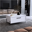 Pemberly Row Contemporary Coffee Table 1 Shelf 4 Legs in White
