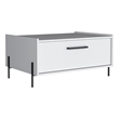 Pemberly Row Contemporary Coffee Table 1 Shelf 4 Legs in White