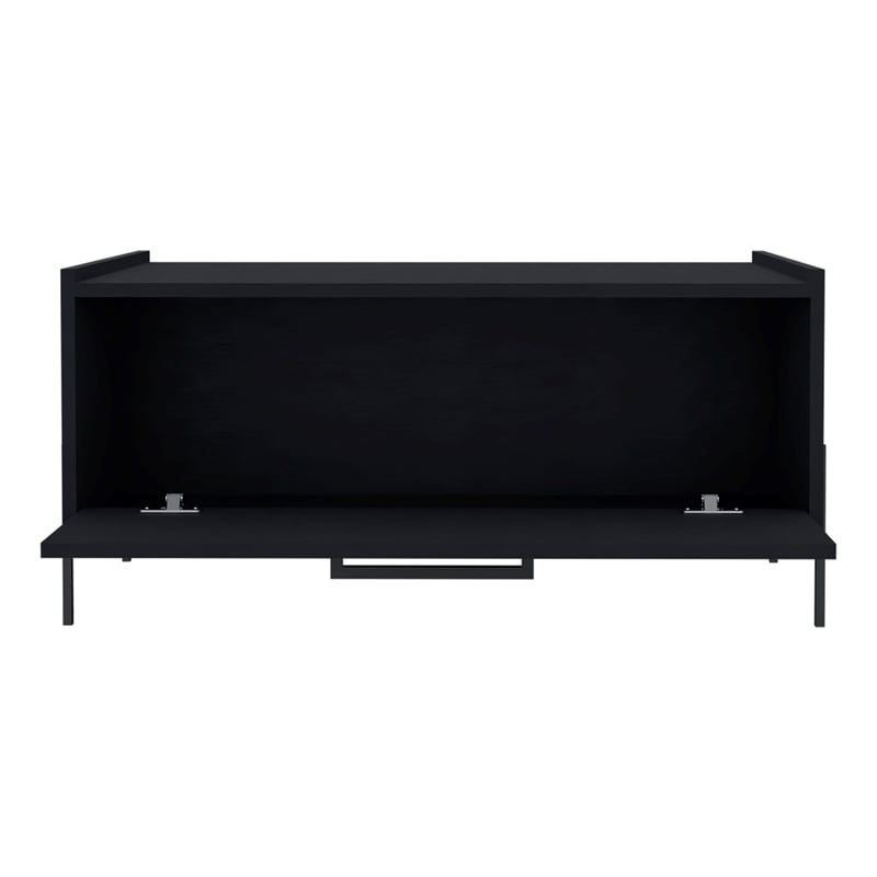Pemberly Row Contemporary Coffee Table 1 Shelf 4 Legs in Black