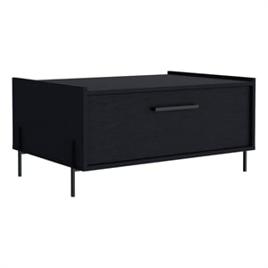 Pemberly Row Contemporary Coffee Table 1 Shelf 4 Legs in Black