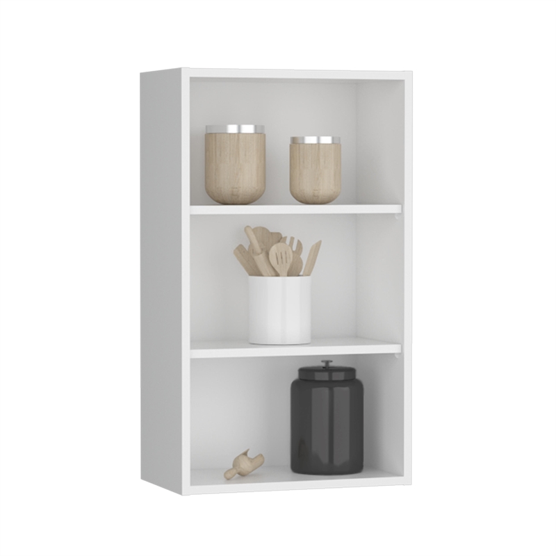 Pemberly Row Contemporary Wall Cabinet with 3 Shelves in White