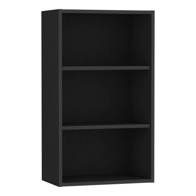 Pemberly Row Contemporary Wall Cabinet with 3 Shelves in Black